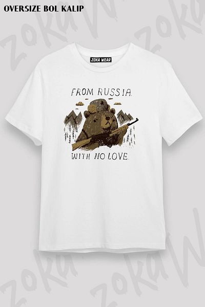 ZOKAWEAR Tricou imprimat unisex oversize din Rusia cu design fără dragoste