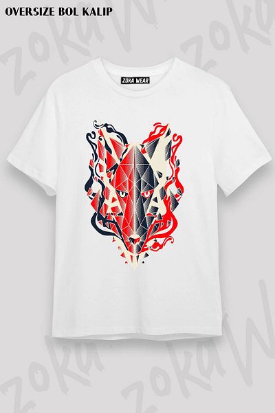 ZOKAWEAR Μπλουζάκι με στάμπα Unisex Oversize Prism Wolf Design