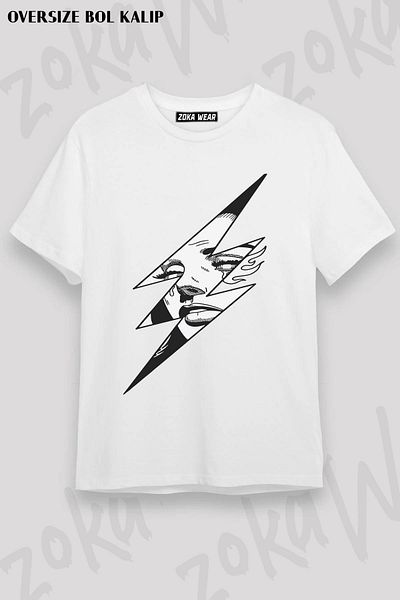 ZOKAWEAR Μπλουζάκι με στάμπα Unisex Oversize Lightning Design