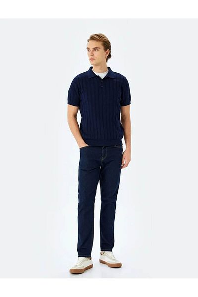 Koton Ανδρικό μπλουζάκι Viscose Polo Neck Navy Blue 5sam70008ht