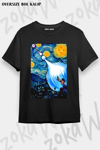 ZOKAWEAR Tricou cu imprimeu unisex cu design supradimensionat Dragon Ball Z Goku vs Vegeta