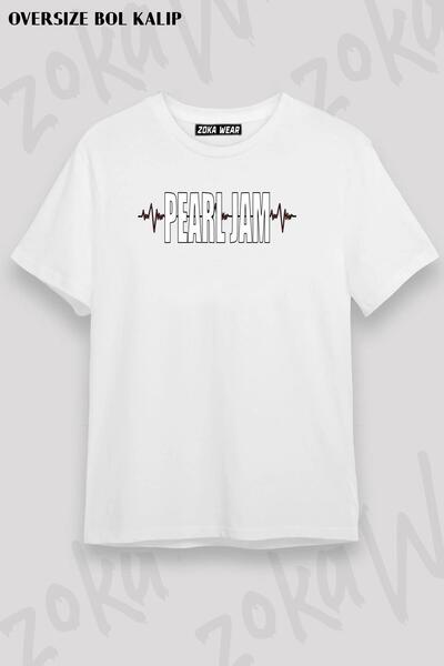 ZOKAWEAR Unisex Oversize Fit Ekg Pearl Jam Design Printed Tshirt