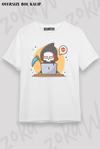 ZOKAWEAR Unisex Oversize kroj Majica sa dizajnom lubanje za igranje na računa...