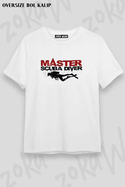 ZOKAWEAR Tricou imprimat unisex oversize pentru scufundări Scuba Diver Design