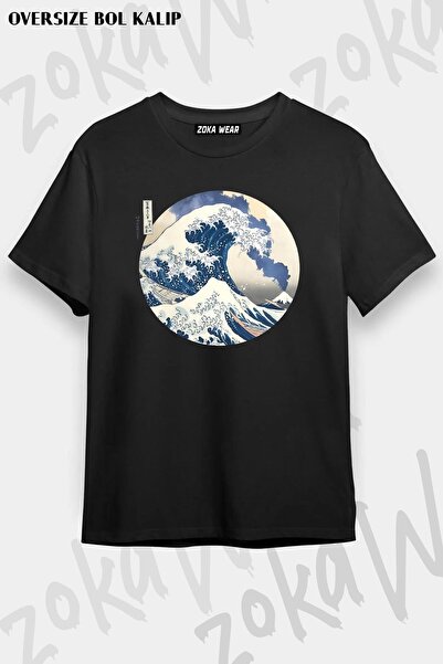 ZOKAWEAR تي شيرت مطبوع بتصميم Great Wave Off Of Kanagawa للجنسين
