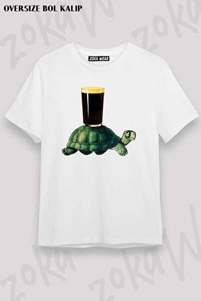 ZOKAWEAR Unisex Oversize kroj Mold Guinness Turtle Design Štampano majica