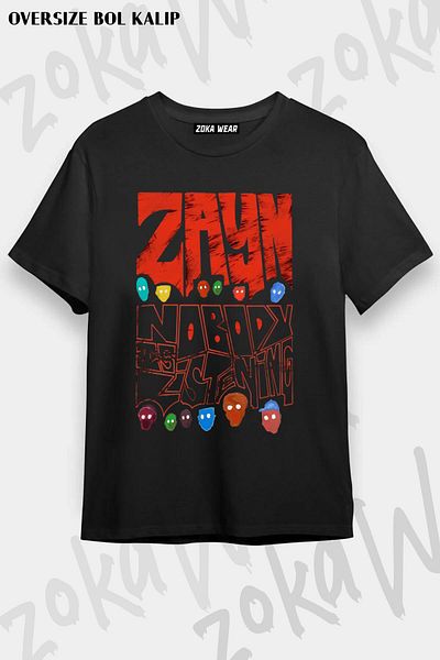 ZOKAWEAR Unisex Oversize Fit Zayn, Κανένας δεν ακούει Σχεδιασμός εμπριμέ μπλουζάκι