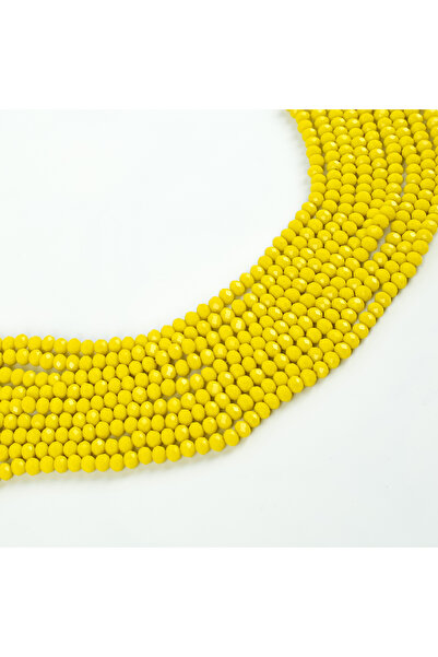 yfhobi 1 Dizi (80-85 Adet) - 6 mm Yassı Kristal Cam Boncuk Dizisi Mat Sarı Re...