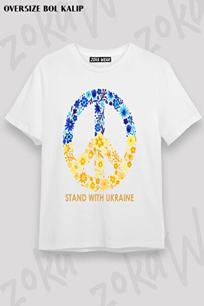 ZOKAWEAR Tricou unisex oversize Moldova Ucraina cu imprimeu cu design