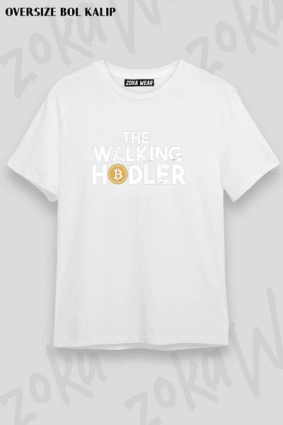 ZOKAWEAR Μπλουζάκι με στάμπα Unisex Oversize The Walking Hodler Bitcoin Design