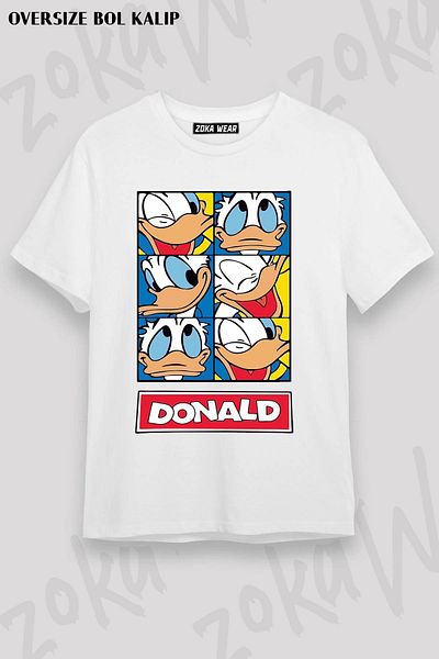 ZOKAWEAR Tricou unisex oversize cu imprimeu Donald Duck Duck Design