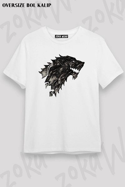 ZOKAWEAR Μπλουζάκι με στάμπα Unisex Oversize Game Of Thrones Wolf Design