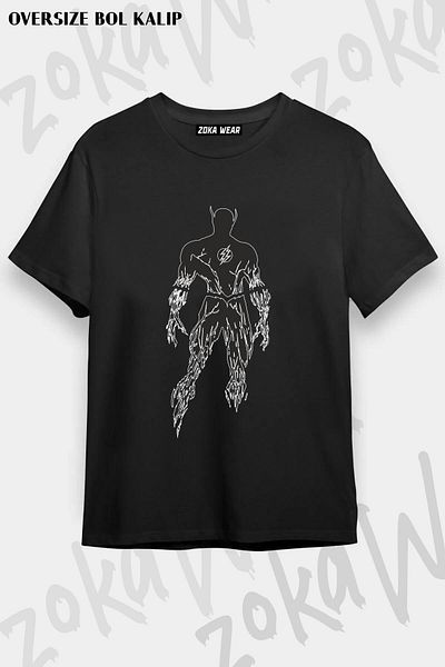 ZOKAWEAR Tricou cu imprimeu unisex oversize The Flash v2 Design