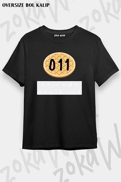 ZOKAWEAR Stranger Things Friends Dont Lie 2 Unisex Oversize εμπριμέ μπλουζάκι