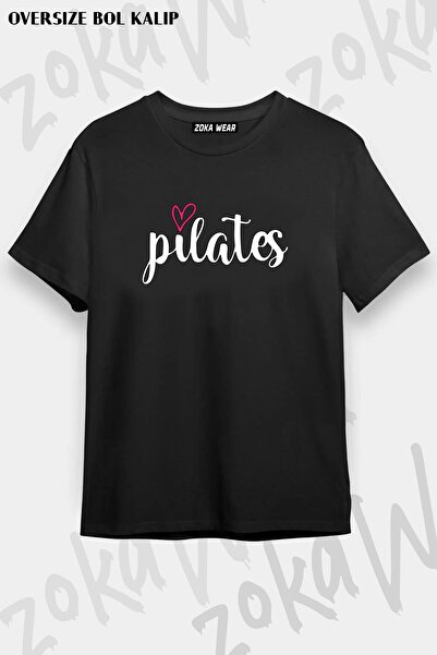 ZOKAWEAR Unisex Oversize Kalıp Pilates Yazı Tasarım Baskılı Tshirt