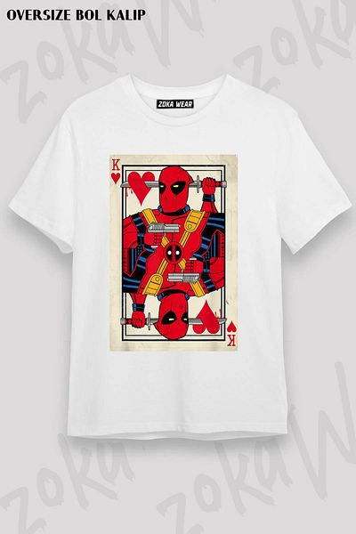 ZOKAWEAR Μπλουζάκι με στάμπα με σχέδιο Unisex Oversize Deadpool Playing Card