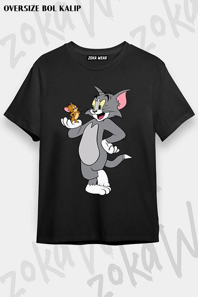 ZOKAWEAR Μπλουζάκι με στάμπα Unisex Oversize με σχέδιο Tom And Jerry