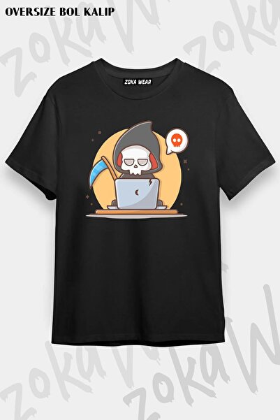 ZOKAWEAR Unisex Oversize kroj Majica sa dizajnom lubanje za igranje na računa...