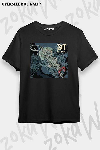 ZOKAWEAR Μπλουζάκι με στάμπα Unisex Oversize Atoma Dark Tranquility Design