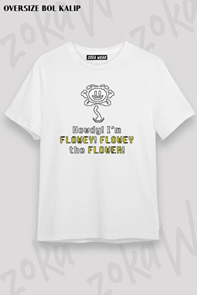 ZOKAWEAR Μπλουζάκι Undertale Flowey Sans με εμπριμέ Unisex Oversize