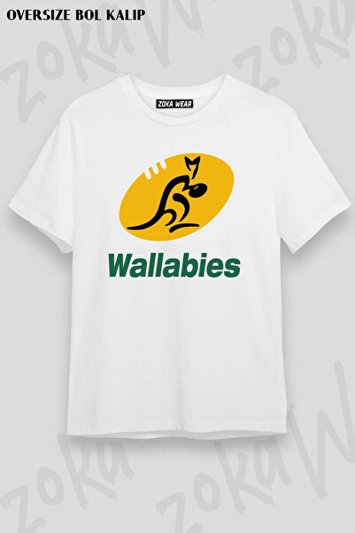 ZOKAWEAR Tricou unisex oversize cu imprimeu pentru fanii rugby Wallabies