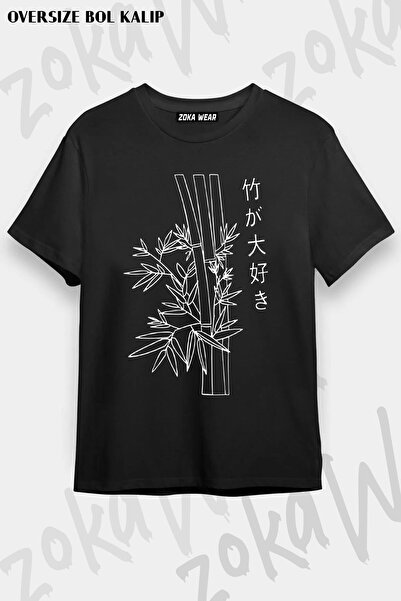 ZOKAWEAR تي شيرت مطبوع بتصميم فني ياباني كبير الحجم للجنسين