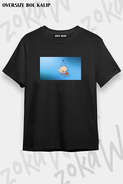 ZOKAWEAR Tricou unisex oversize cu imprimeu Family Guy Cartoon Stewie Design