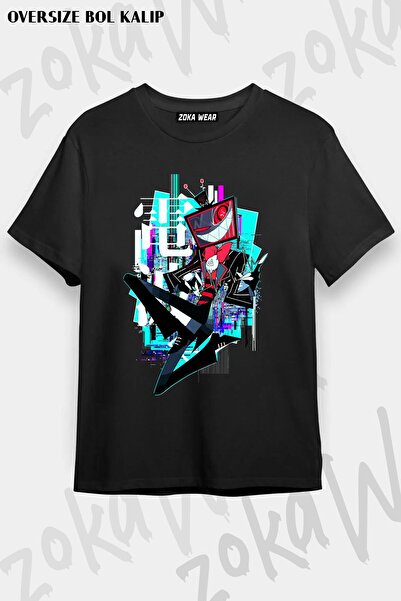 ZOKAWEAR Unisex Oversize Kalıp Vox Hazbin Hotel Tasarım Baskılı Tshirt