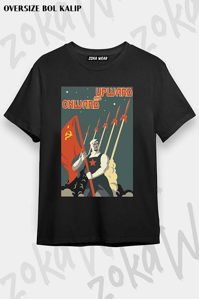 ZOKAWEAR Tricou imprimat unisex oversize Mold Space Sickle Hammer Design