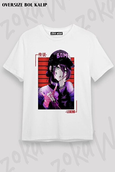 ZOKAWEAR Унісекс Oversize Калібр Chainsaw Man Reze Дизайн Друкований Tshirt