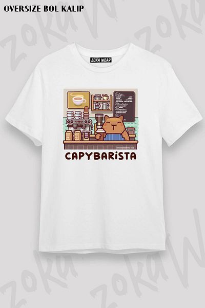 ZOKAWEAR Μπλουζάκι με στάμπα Unisex Oversize Capybarista Design