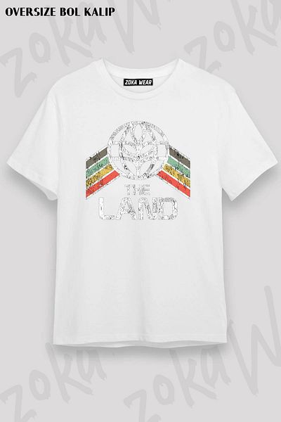 ZOKAWEAR Unisex Oversize Μορφή The Land Logo με τυπωμένο μπλουζάκι με ταλαιπωρημένο σχέδιο