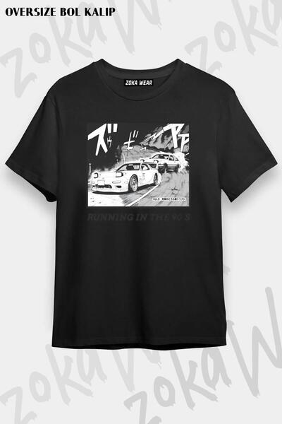 ZOKAWEAR Unisex Oversize kroj Mold Initial D Manga Running Design Štampano ma...