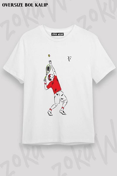 ZOKAWEAR Tricou unisex oversize cu imprimeu Roger Federer Tennis Design