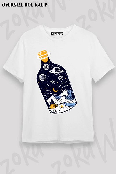 ZOKAWEAR Μπλουζάκι με στάμπα Unisex Oversize Mold Space Bottle Design