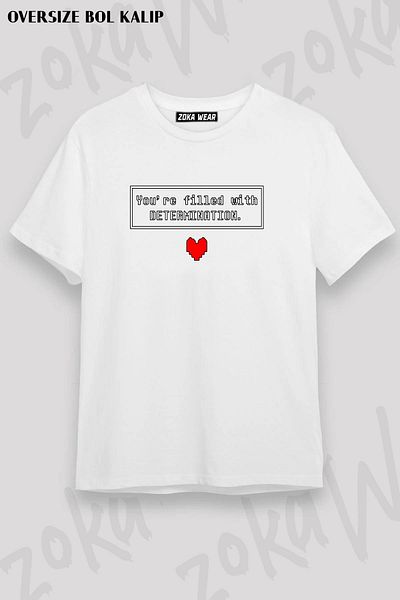 ZOKAWEAR Μπλουζάκι με στάμπα Unisex Oversize Σχεδιασμός UNDERTALE Determination
