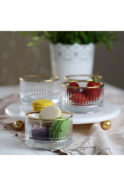 Akayev Marble White 25 cm Bead Foot Gold Elysia 4-Piece Jam Holder