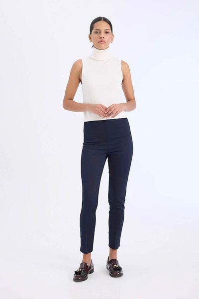 DeFacto Cigarette Regular Waist Straight Leg Navy Blue Women's Trousers J8743Az/Nv135