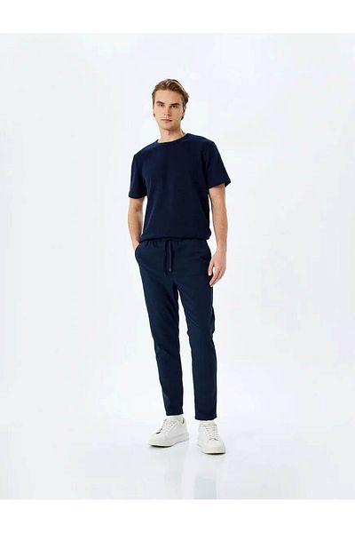 Koton Ανδρικό αθλητικό παντελόνι Slim Fit με λεπτομέρεια τσέπης Navy Blue 5sam40031hw