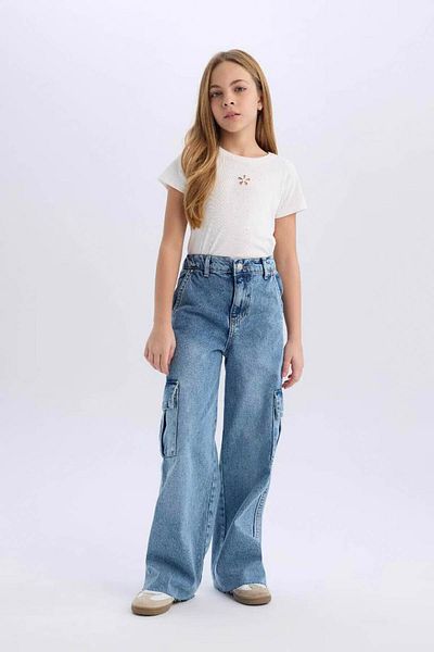DeFacto Blue Wide Leg Girls' Jeans - D7089A8/Nm39