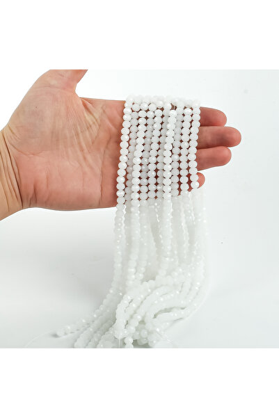 yfhobi 1 Dizi (80-85 Adet) - 6 mm Yassı Kristal Cam Boncuk Dizisi Mat Buzlu B...