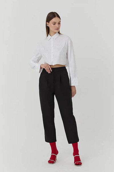 Quzu Canvas Black Women's Trousers 71154