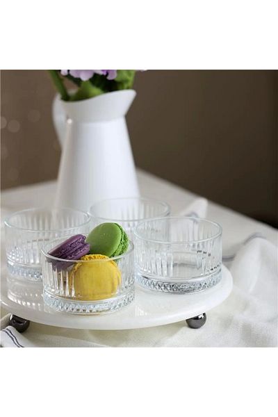 Akayev Marble White 25 cm Smoked Bead Foot Elysia 4-Piece Jam Holder