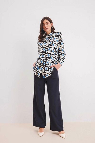 DeFacto Wide Leg Wide Leg Navy Blue Women's Trousers C5628Ax/Nv173