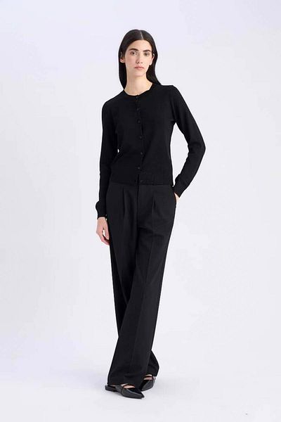 DeFacto Basic-Strickjacke mit normaler Passform und Rundhalsausschnitt D6282AX25SP