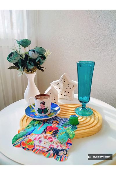 DECO Tropical Patterned Women's Cocktail Napkin - Digital Print, Laser Cut