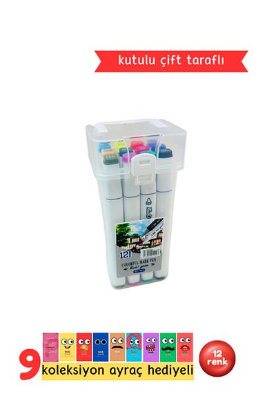 Touch Silky Artist Double Sided Marker Set of 12 Special Mica Marker with Carrying Bag