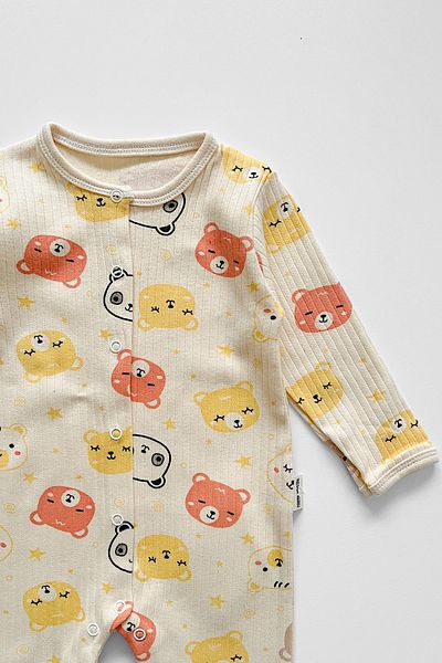 COOLMINIES 3-12 Months Baby Patterned Romper - 100% Cotton, Flexible Report and Snap Cloth