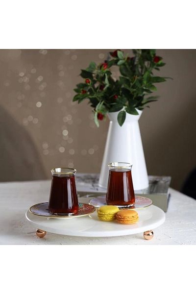 Akayev Marble White 30 Cm Rose Gold Bead Footed Round Presentation Holder