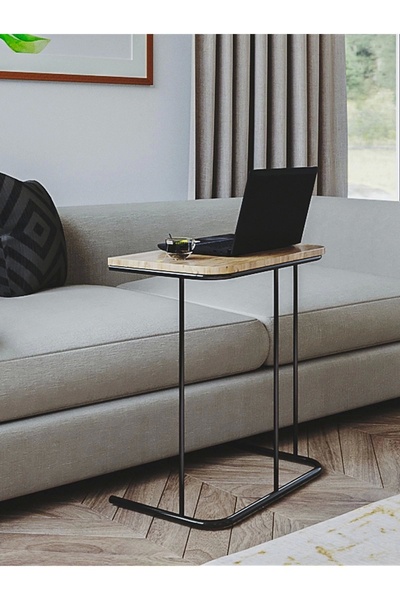 B&G Metal Leg Laptop Stand Breakfast Table Study Table Pine